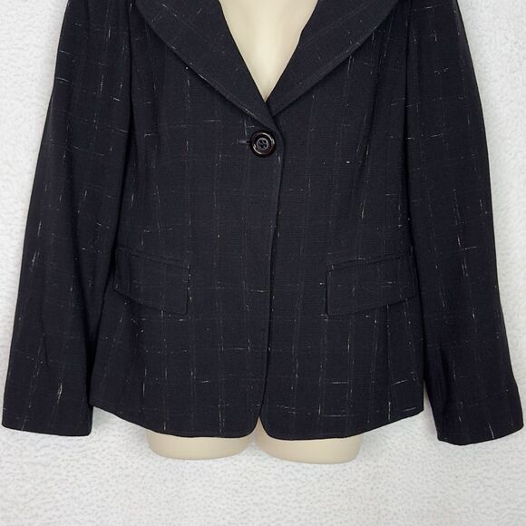 Lafayette 148 New York Wool Silk Blazer Jacket Black Size 8 Career Classic - Picture 3 of 14